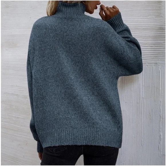 Cozy Mock Neck Oversized Knit Sweater - Picture 9 of 11